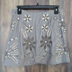 Free People Velvet Bright Lights Embellished Mini Skirt 8                   M463